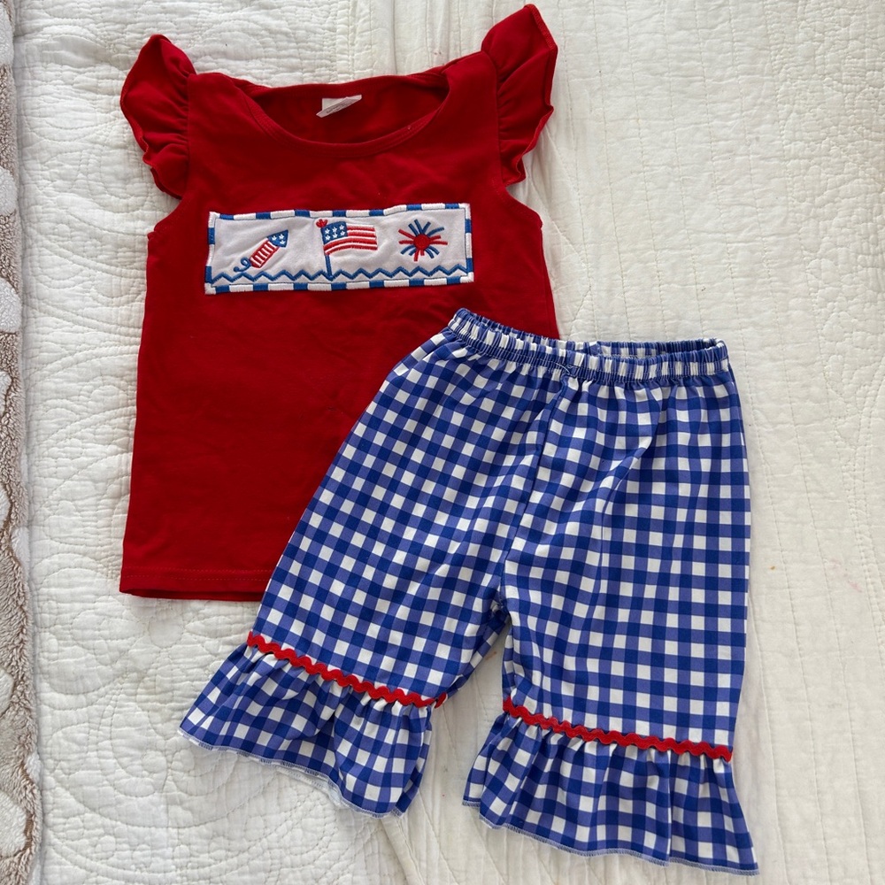 Red White and Blue Toddler Girl’s Set